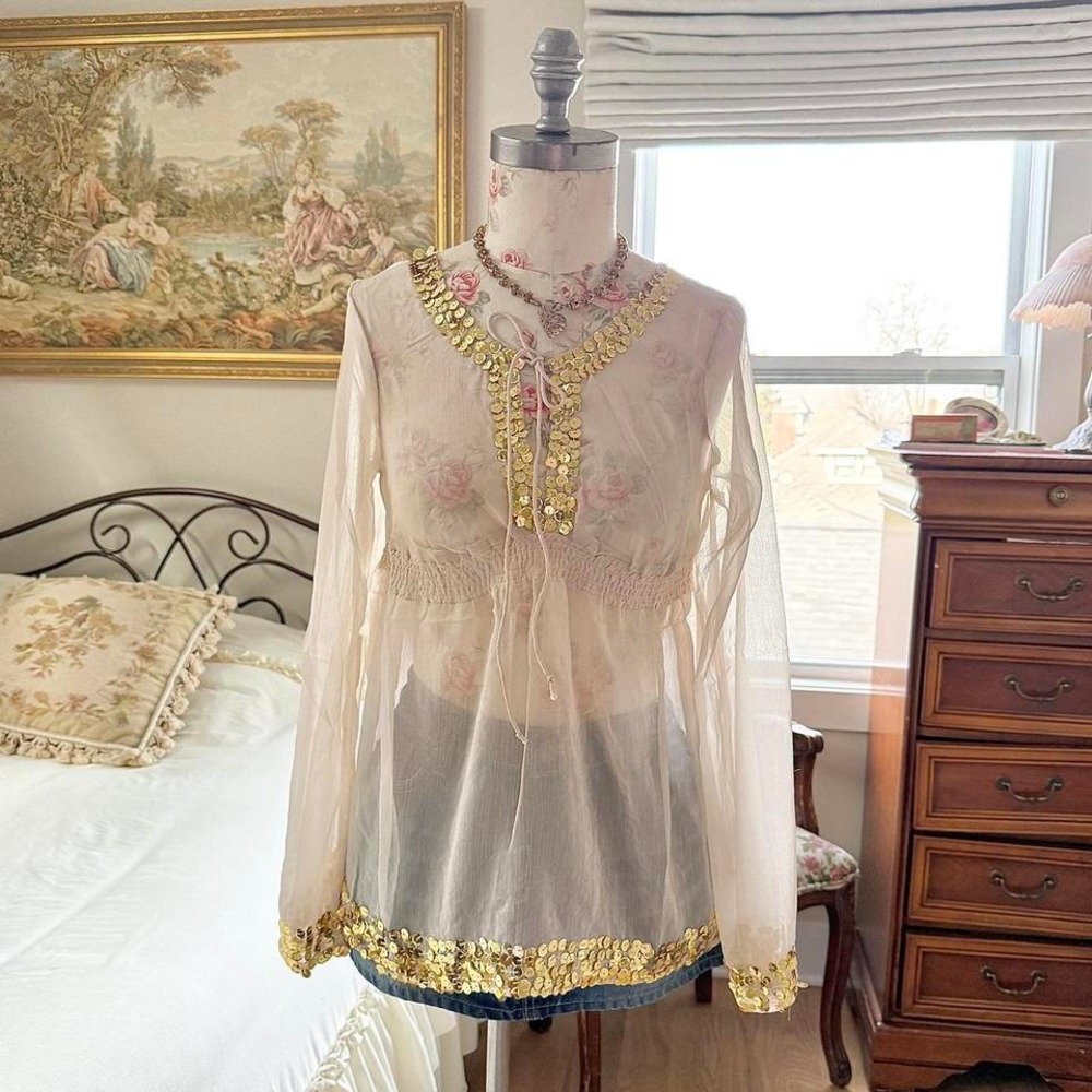 silk fairy top Y2K silk embellished top size small